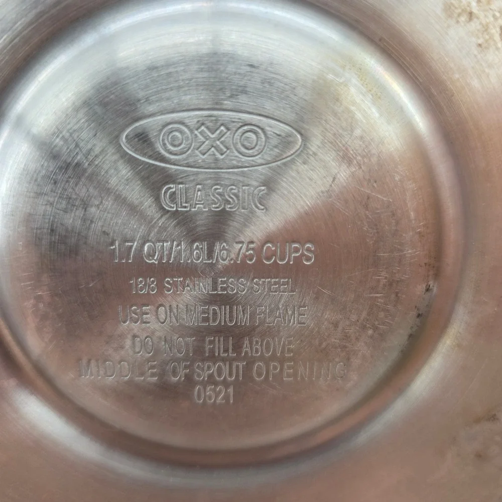 OXO Classic Tea Kettle Stovetop Whistling 18/8 Stainless Steel Silver 1.7QT